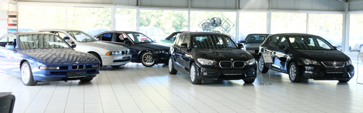 Ausstellungsraum des KOC Autohaus mit mehreren Gebrauchtwagen